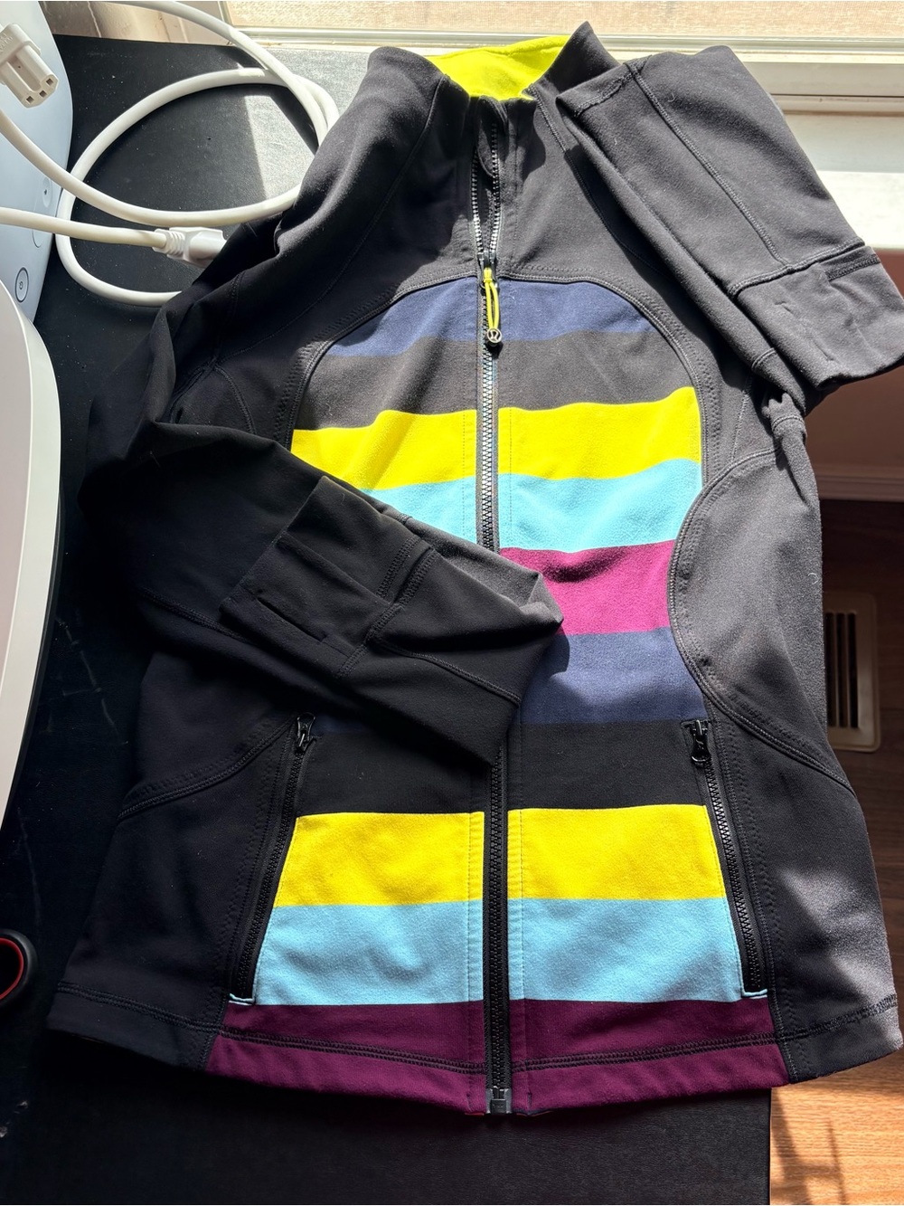 Lululemon Forme Jacket II Striped Panel Black Multicolor Estimated Size 6